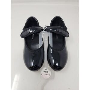 Danskin Girls Mary Jane Tap Shoes Black Faux Leather Dance Size 9